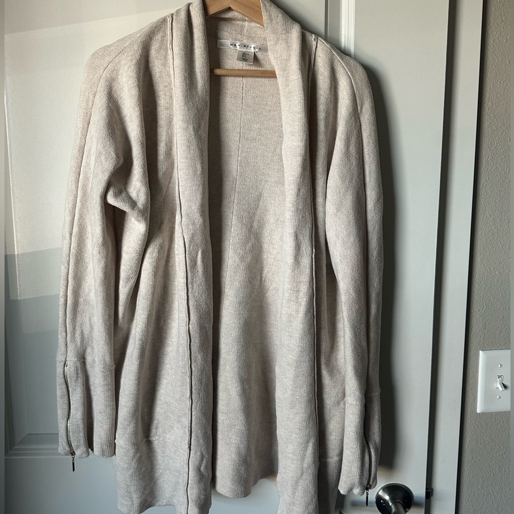 Women's Cream Open Front Sweater